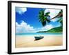 Boat on Beach Mahe Island, Seychelles-Iakov Kalinin-Framed Photographic Print