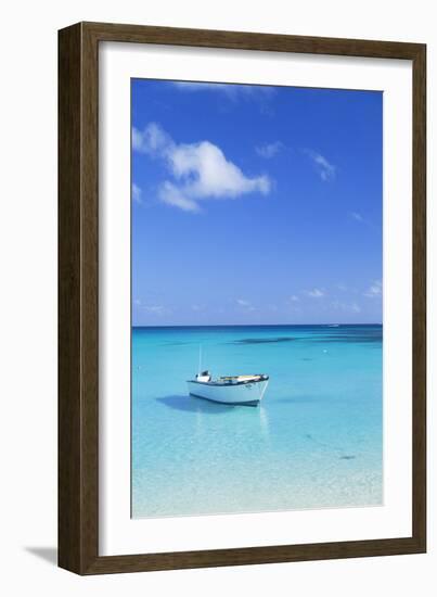 Boat on Blue Lagoon, Nacula Island, Yasawa Islands, Fiji-Ian Trower-Framed Photographic Print