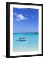 Boat on Blue Lagoon, Nacula Island, Yasawa Islands, Fiji-Ian Trower-Framed Photographic Print