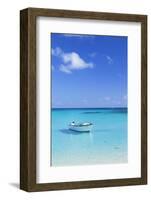 Boat on Blue Lagoon, Nacula Island, Yasawa Islands, Fiji-Ian Trower-Framed Photographic Print