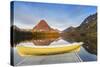 Boat on Calm Morning at Two Medicine Lake in Glacier National Park, Montana-Chuck Haney-Stretched Canvas