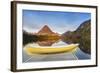 Boat on Calm Morning at Two Medicine Lake in Glacier National Park, Montana-Chuck Haney-Framed Photographic Print