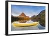 Boat on Calm Morning at Two Medicine Lake in Glacier National Park, Montana-Chuck Haney-Framed Photographic Print