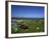 Boat on Green Foreshore, Landscape in Connemara, County Galway, Connacht, Republic of Ireland-Lawrence Graham-Framed Photographic Print