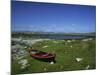 Boat on Green Foreshore, Landscape in Connemara, County Galway, Connacht, Republic of Ireland-Lawrence Graham-Mounted Photographic Print