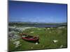 Boat on Green Foreshore, Landscape in Connemara, County Galway, Connacht, Republic of Ireland-Lawrence Graham-Mounted Photographic Print