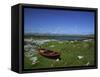 Boat on Green Foreshore, Landscape in Connemara, County Galway, Connacht, Republic of Ireland-Lawrence Graham-Framed Stretched Canvas