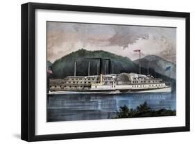 Boat on Hudson River, United States, 19th Century-null-Framed Giclee Print