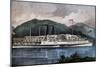 Boat on Hudson River, United States, 19th Century-null-Mounted Giclee Print
