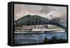 Boat on Hudson River, United States, 19th Century-null-Framed Stretched Canvas