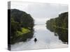 Boat on Lago De Yojoa, Lake Yojoa, Honduras, Central America-Christian Kober-Stretched Canvas