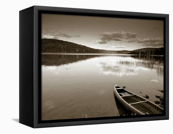 Boat on Lake in New Hampshire, New England, USA-Peter Adams-Framed Stretched Canvas