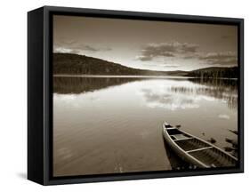 Boat on Lake in New Hampshire, New England, USA-Peter Adams-Framed Stretched Canvas