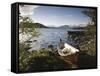 Boat on Lake Kilpisjarvi, Kilpisjarvi, Arctic Circle, Lapland, Finland-Doug Pearson-Framed Stretched Canvas