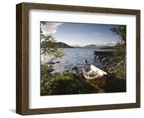 Boat on Lake Kilpisjarvi, Kilpisjarvi, Arctic Circle, Lapland, Finland-Doug Pearson-Framed Photographic Print