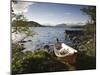 Boat on Lake Kilpisjarvi, Kilpisjarvi, Arctic Circle, Lapland, Finland-Doug Pearson-Mounted Photographic Print