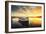 Boat on Lake with a Reflection in the Water at Sunset-Valentin Valkov-Framed Photographic Print