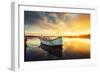 Boat on Lake with a Reflection in the Water at Sunset-Valentin Valkov-Framed Photographic Print