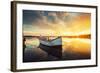 Boat on Lake with a Reflection in the Water at Sunset-Valentin Valkov-Framed Photographic Print