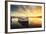 Boat on Lake with a Reflection in the Water at Sunset-Valentin Valkov-Framed Photographic Print