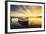 Boat on Lake with a Reflection in the Water at Sunset-Valentin Valkov-Framed Photographic Print