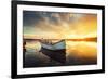 Boat on Lake with a Reflection in the Water at Sunset-Valentin Valkov-Framed Photographic Print