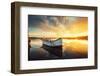 Boat on Lake with a Reflection in the Water at Sunset-Valentin Valkov-Framed Premium Photographic Print