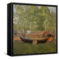 Boat on land-Erik Theodor Werenskiold-Framed Stretched Canvas