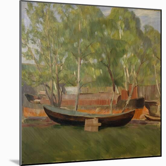 Boat on land-Erik Theodor Werenskiold-Mounted Giclee Print