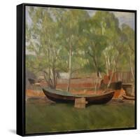 Boat on land-Erik Theodor Werenskiold-Framed Stretched Canvas