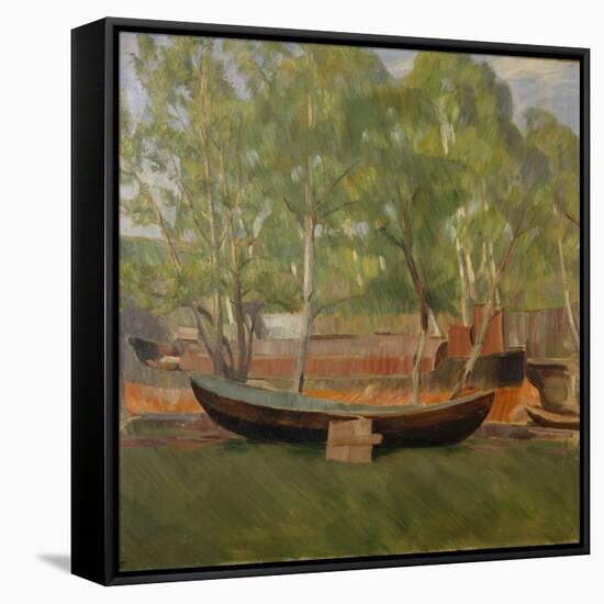 Boat on land-Erik Theodor Werenskiold-Framed Stretched Canvas