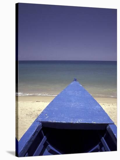 Boat on Pinney Beach, Nevis, Caribbean-Robin Hill-Stretched Canvas