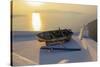 Boat on Rooftop, Santorini, Greece-Fran?oise Gaujour-Stretched Canvas