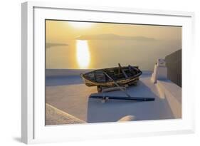 Boat on Rooftop, Santorini, Greece-Fran?oise Gaujour-Framed Photographic Print