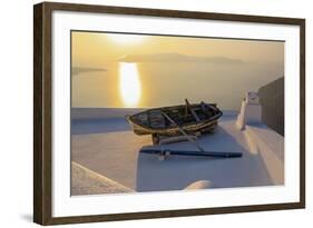 Boat on Rooftop, Santorini, Greece-Fran?oise Gaujour-Framed Photographic Print