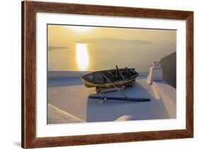 Boat on Rooftop, Santorini, Greece-Fran?oise Gaujour-Framed Photographic Print