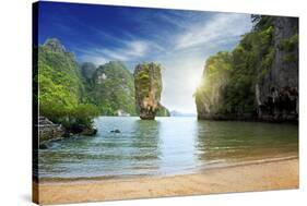 Boat on Sand of Maya Bay Phi Phi Island-Krivosheev Vitaly-Stretched Canvas