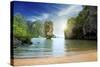 Boat on Sand of Maya Bay Phi Phi Island-Krivosheev Vitaly-Stretched Canvas