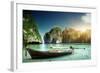 Boat on Sand of Maya Bay Phi Phi Island-Iakov Kalinin-Framed Photographic Print