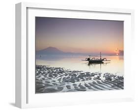 Boat on Sanur Beach at Dawn, Bali, Indonesia-Ian Trower-Framed Photographic Print