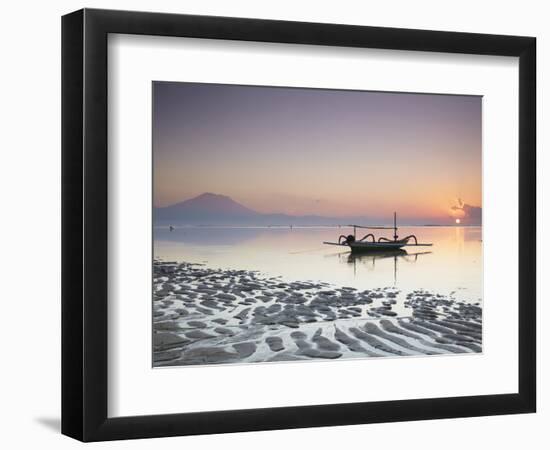 Boat on Sanur Beach at Dawn, Bali, Indonesia-Ian Trower-Framed Photographic Print