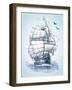 Boat on Sea Drawing. Sailboat Vector Sketch-Danussa-Framed Art Print