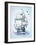 Boat on Sea Drawing. Sailboat Vector Sketch-Danussa-Framed Art Print