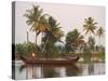 Boat on the Backwaters, Allepey, Kerala, India, Asia-Tuul-Stretched Canvas