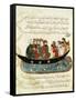 Boat on the Euphrates, miniature from 'Al Maqamat' (The Meetings) by Al-Hariri, c.1240-Yahya ibn Mahmud Al-Wasiti-Framed Stretched Canvas