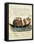 Boat on the Euphrates, miniature from 'Al Maqamat' (The Meetings) by Al-Hariri, c.1240-Yahya ibn Mahmud Al-Wasiti-Framed Stretched Canvas