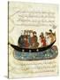 Boat on the Euphrates, miniature from 'Al Maqamat' (The Meetings) by Al-Hariri, c.1240-Yahya ibn Mahmud Al-Wasiti-Stretched Canvas