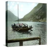 Boat on the Italian Shores of Lake Lugano, Circa 1890-Leon, Levy et Fils-Stretched Canvas