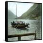 Boat on the Italian Shores of Lake Lugano, Circa 1890-Leon, Levy et Fils-Framed Stretched Canvas