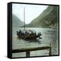 Boat on the Italian Shores of Lake Lugano, Circa 1890-Leon, Levy et Fils-Framed Stretched Canvas